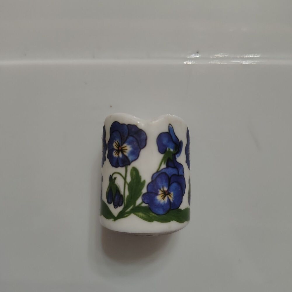 VTG Miniature Blue Floral Tapered Candle Holder Porcelain Made In Germany